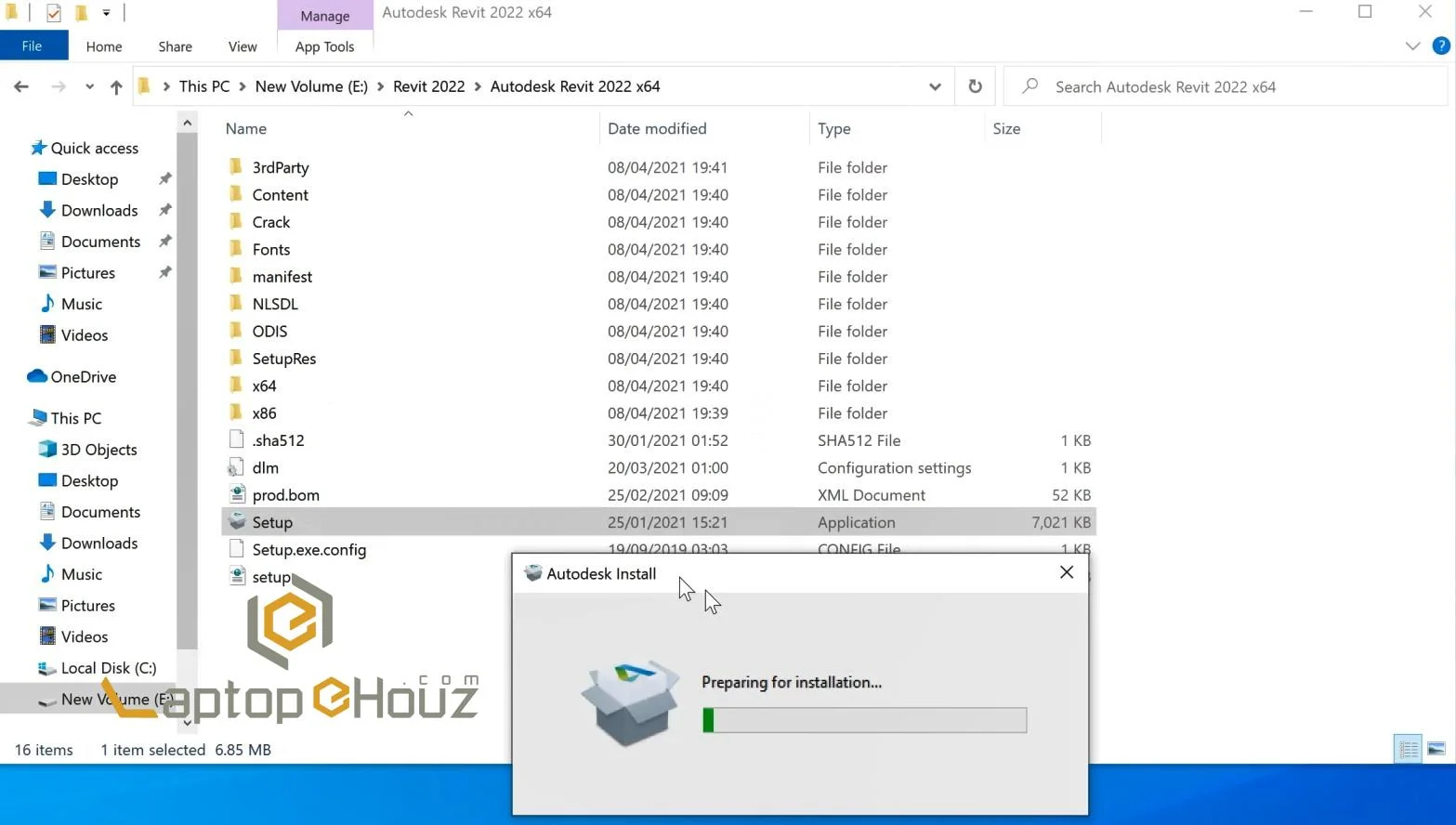 Revit 2022 - Chạy file setup để cài
