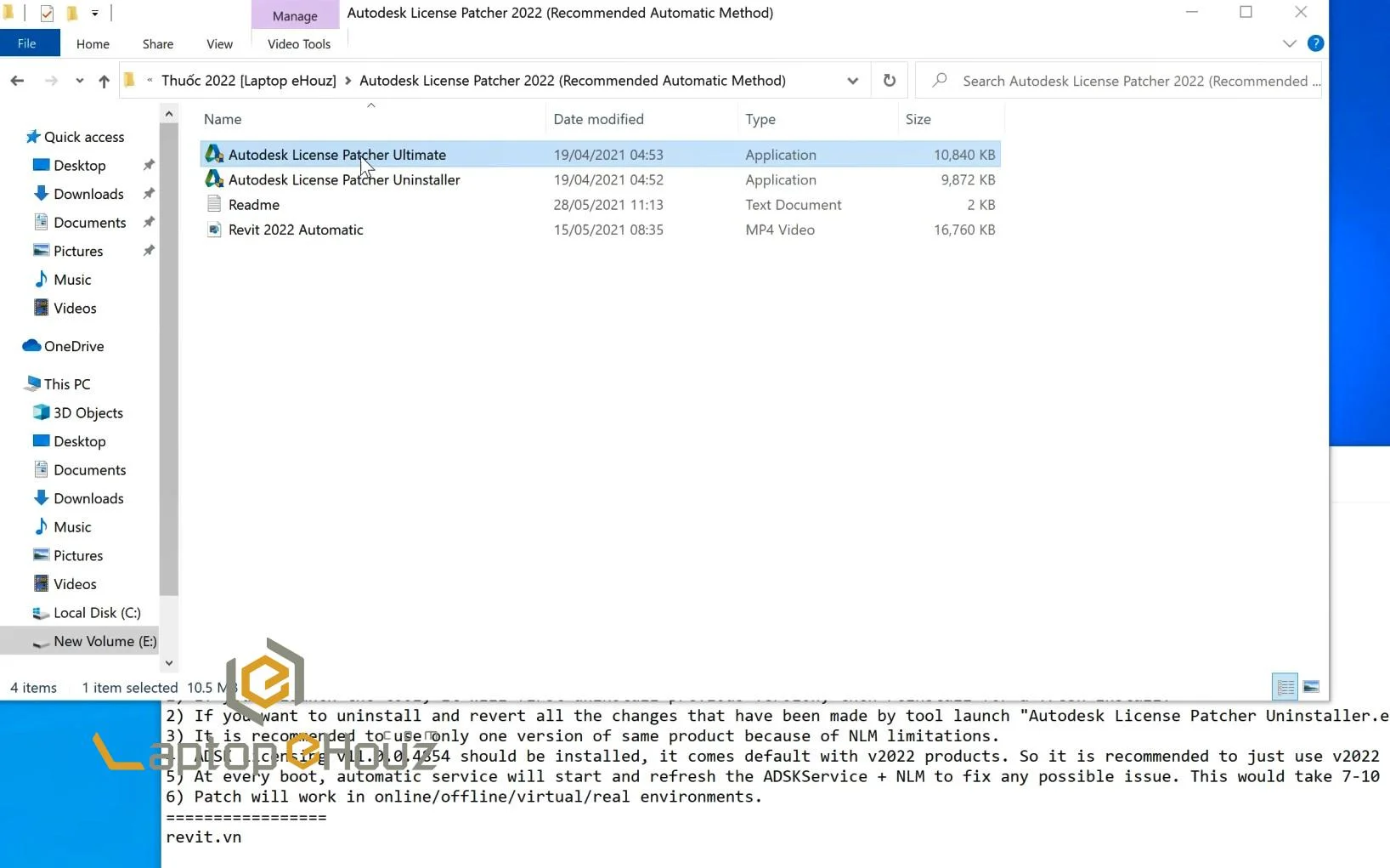 Revit 2022 cần chạy file mở khóa nào?