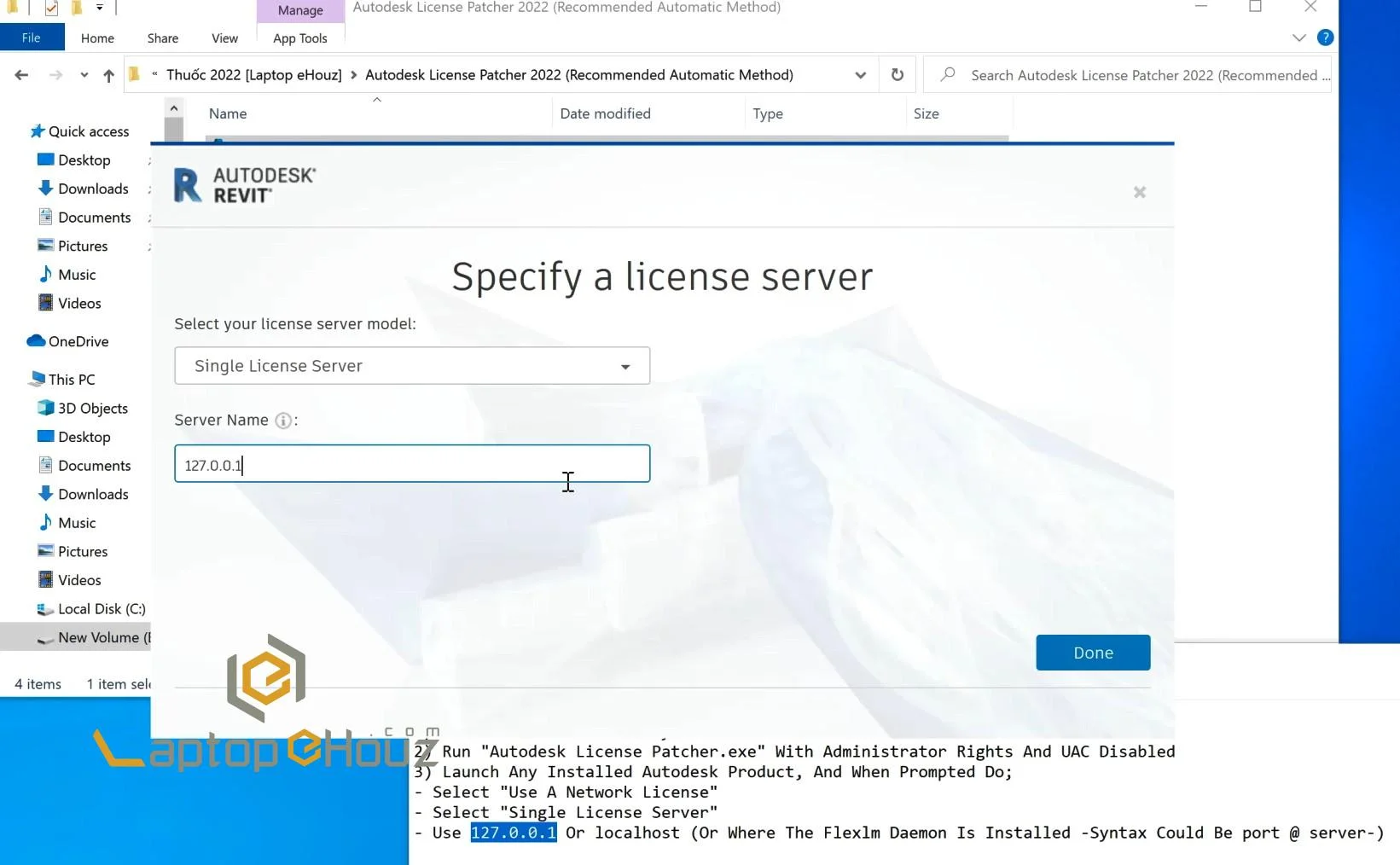 Revit 2022 cần chọn host nào?